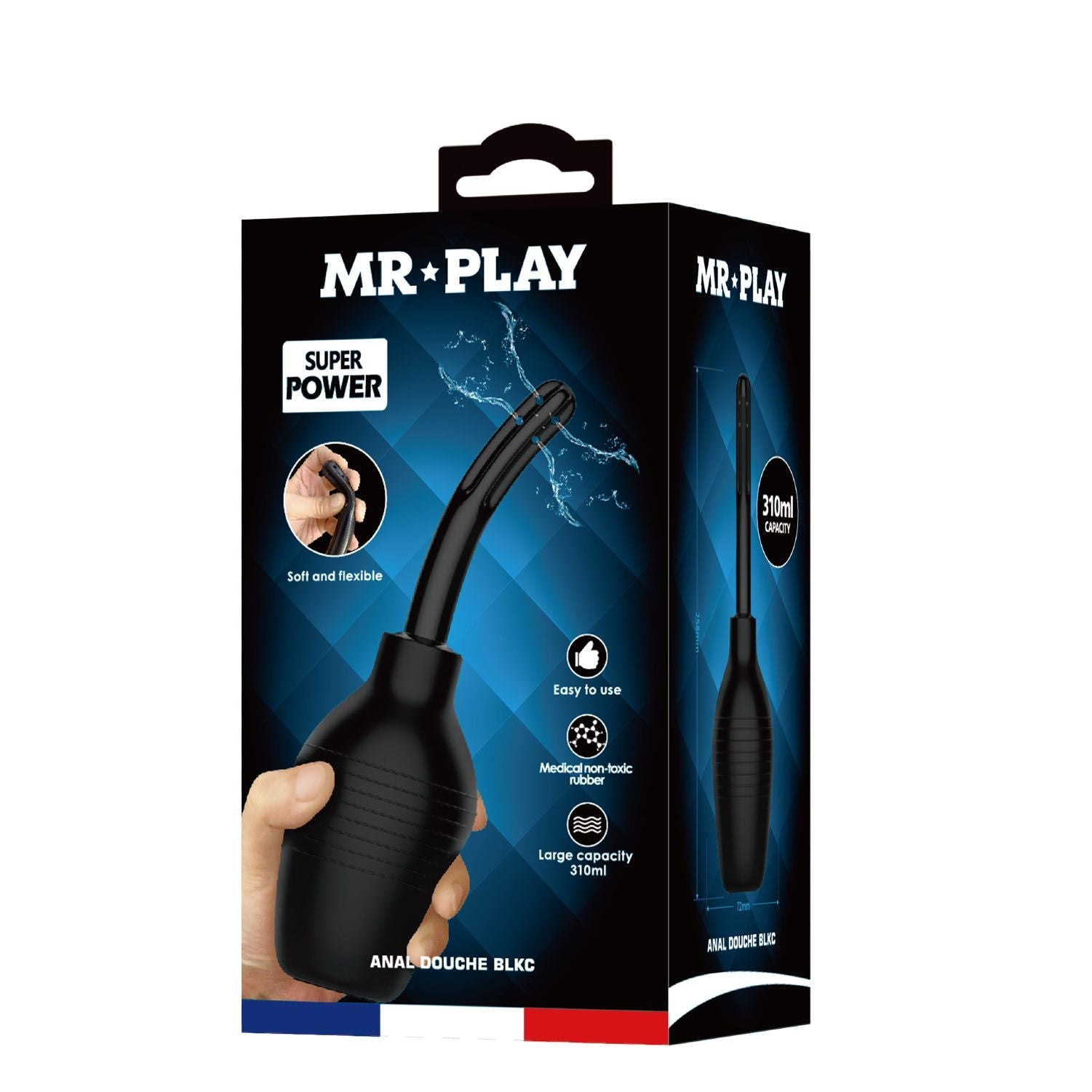 MR PLAY Anal Douche - Black - Black Unisex Douche - 310 ml Capacity - silkandsin