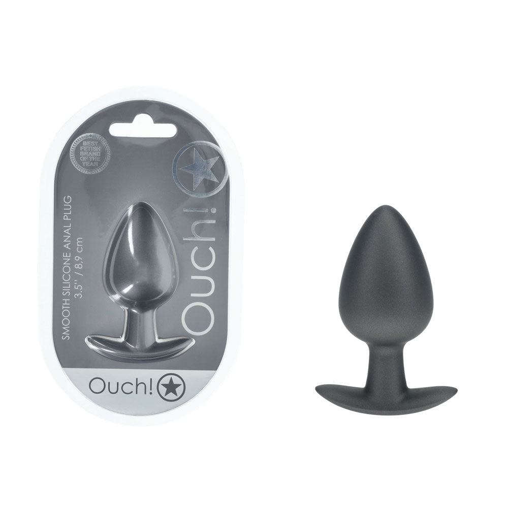OUCH! Anal Plug - Large - Gun Metal - Gun Metal Grey 8.9 cm Large Butt Plug - Silk and Sin