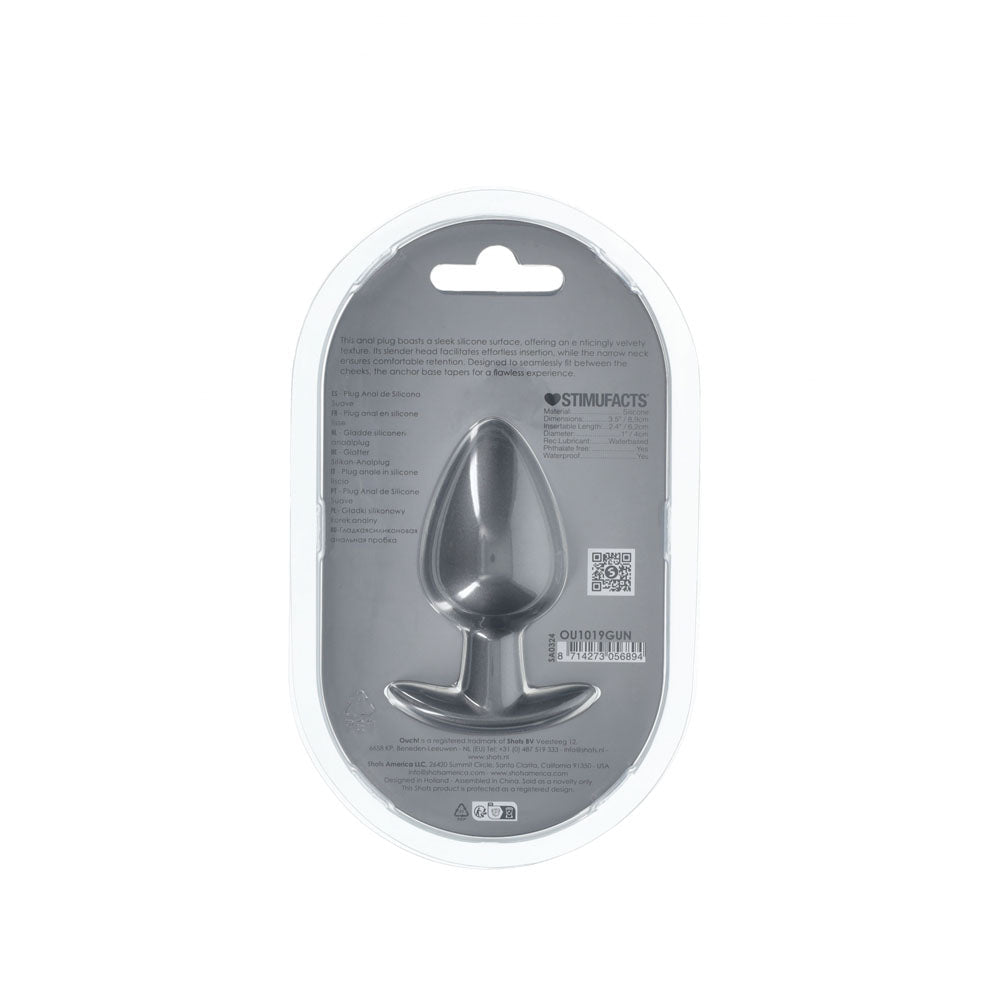 OUCH! Anal Plug - Large - Gun Metal - Gun Metal Grey 8.9 cm Large Butt Plug - Silk and Sin