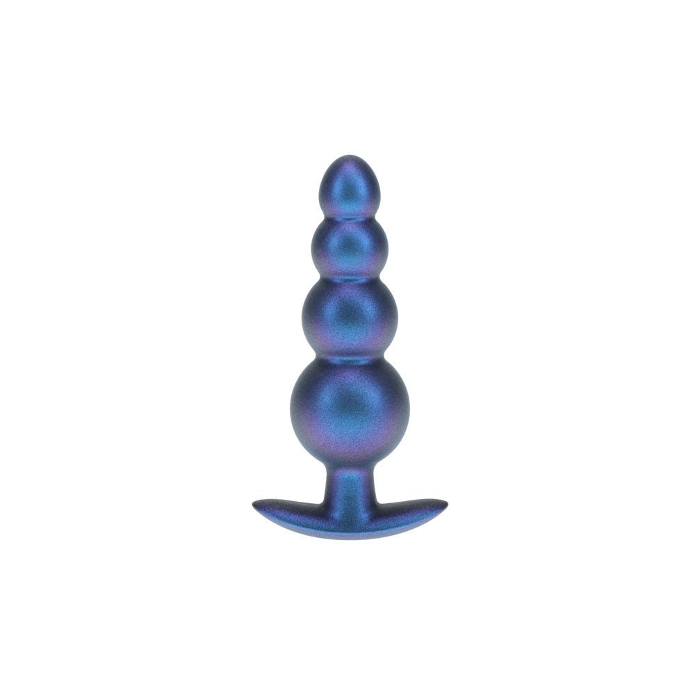 OUCH! Beaded Anal Plug - Metallic Blue - Metallic Blue 11.7 cm Butt Plug - Silk and Sin