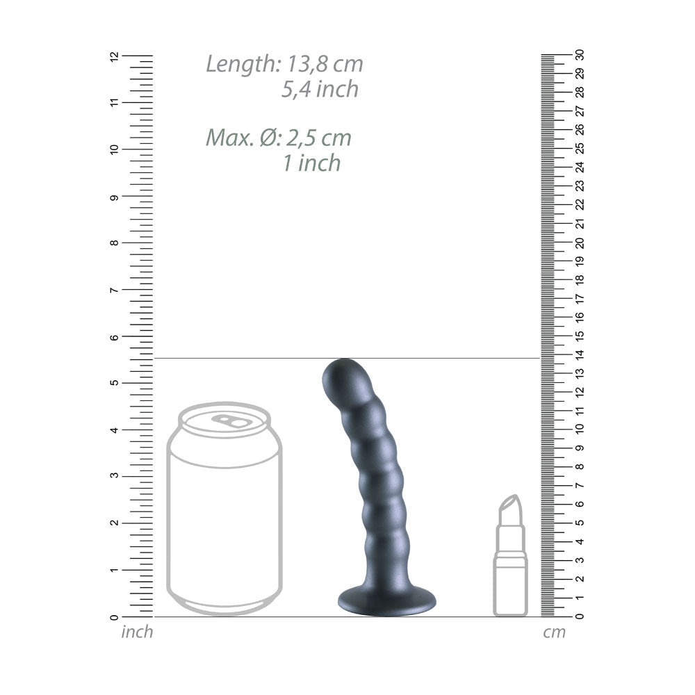 OUCH! Beaded Silicone G - Spot Dildo - 5'' / 13cm - Gunmetal 13 cm Dildo - silkandsin