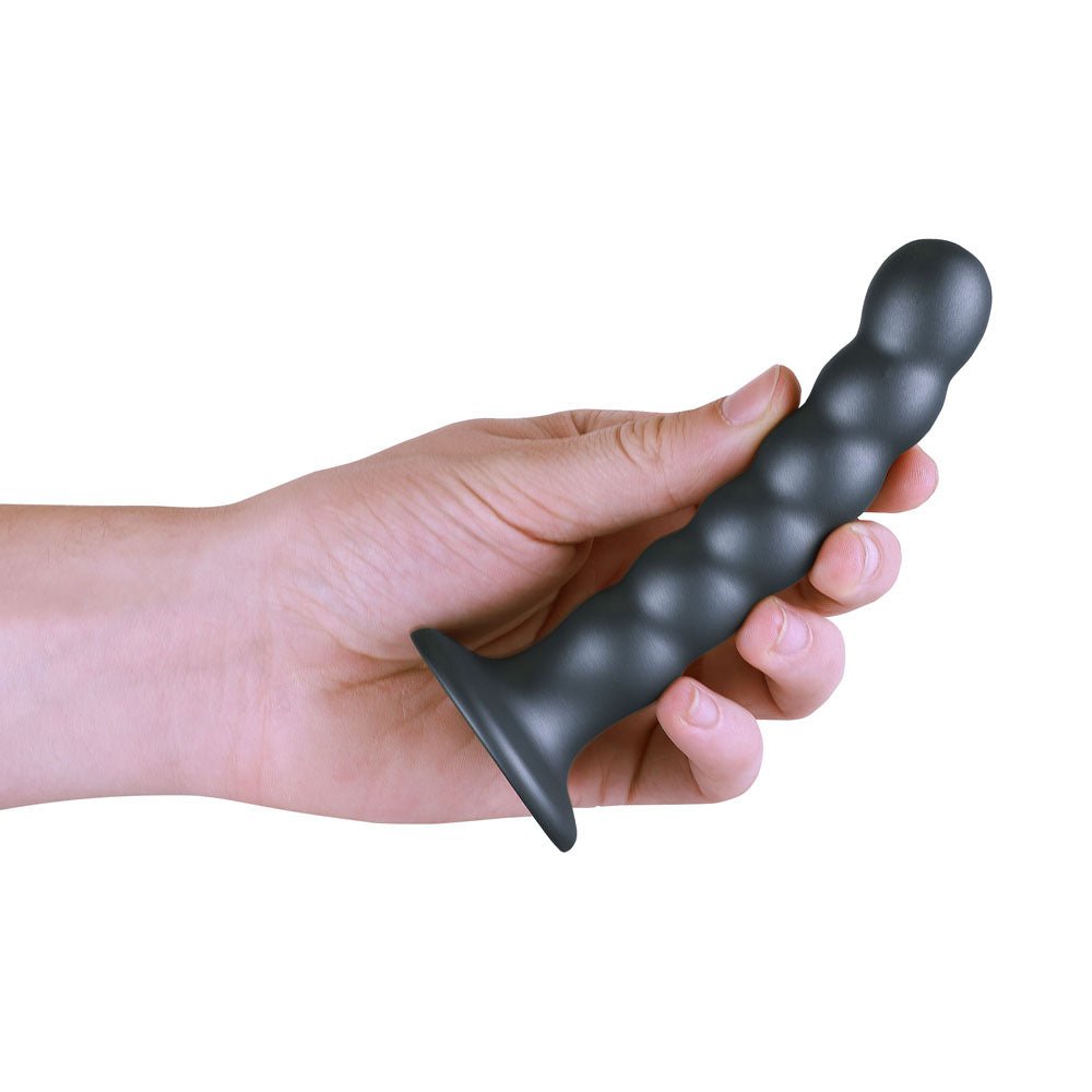 OUCH! Beaded Silicone G - Spot Dildo - 5'' / 13cm - Gunmetal 13 cm Dildo - silkandsin