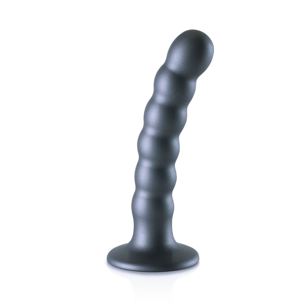 OUCH! Beaded Silicone G - Spot Dildo - 5'' / 13cm - Gunmetal 13 cm Dildo - silkandsin