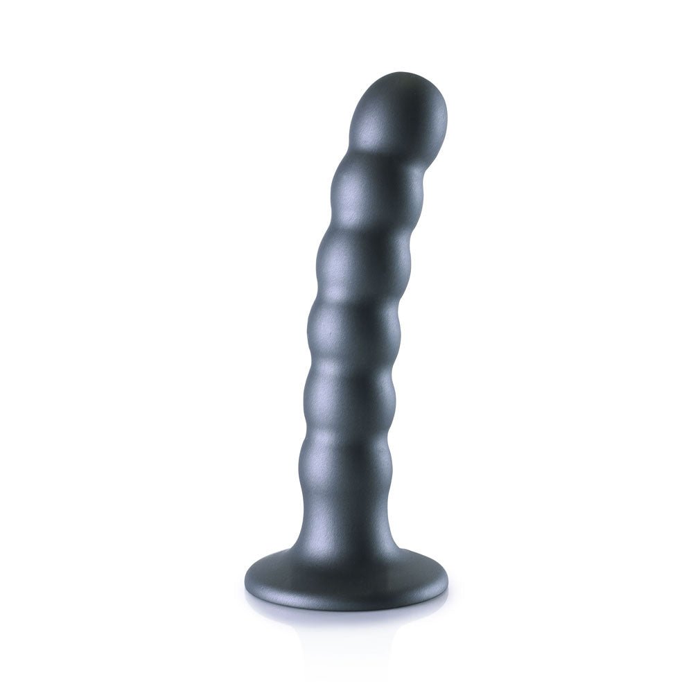 OUCH! Beaded Silicone G - Spot Dildo - 5'' / 13cm - Gunmetal 13 cm Dildo - silkandsin