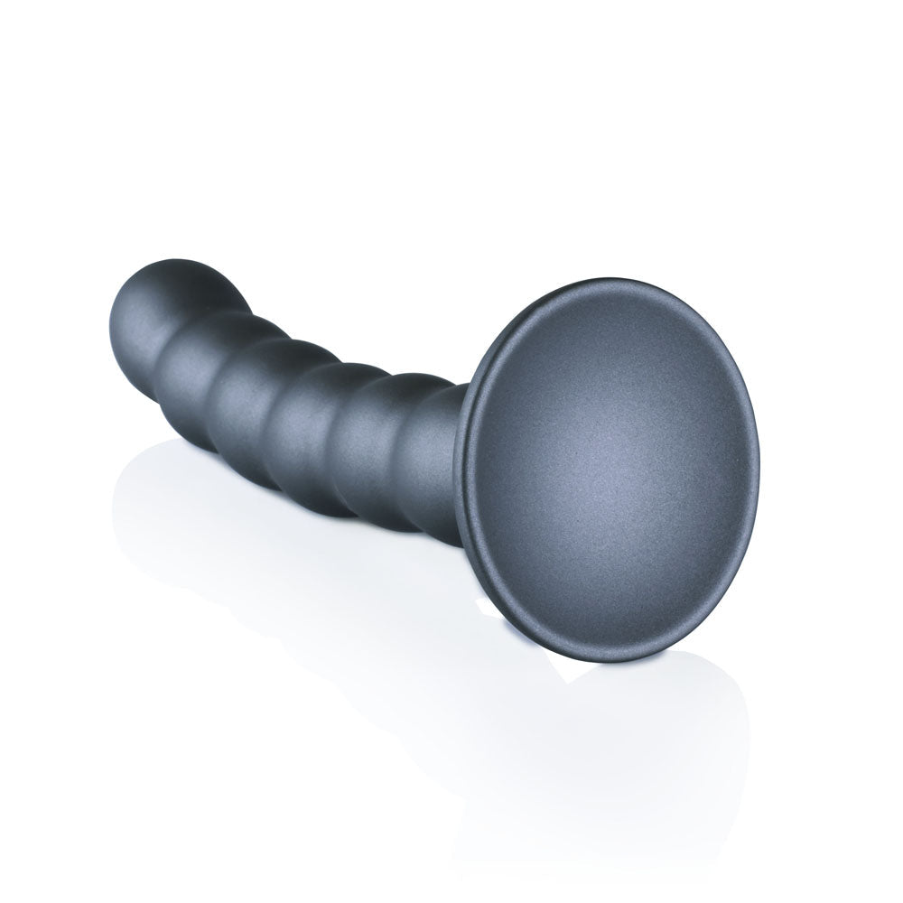 OUCH! Beaded Silicone G - Spot Dildo - 5'' / 13cm - Gunmetal 13 cm Dildo - silkandsin