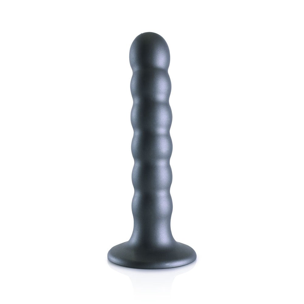 OUCH! Beaded Silicone G - Spot Dildo - 5'' / 13cm - Gunmetal 13 cm Dildo - silkandsin