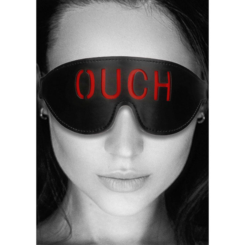 OUCH! Black & White Bonded Leather Eye - Mask ''Ouch'' - Black Eye Restraint - silkandsin
