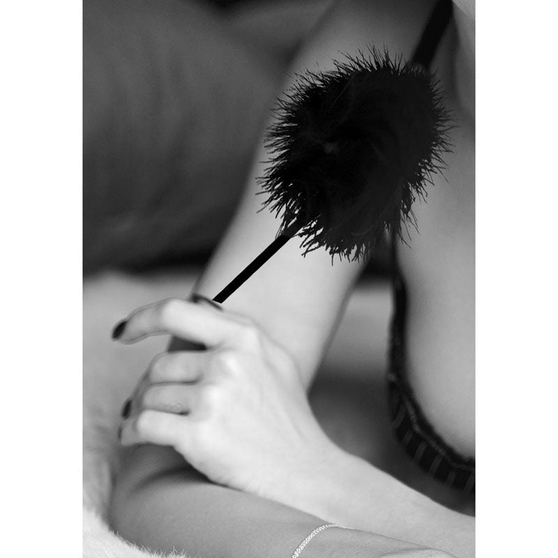 OUCH! Black & White Feather Tickler - Black Feather Crop - silkandsin