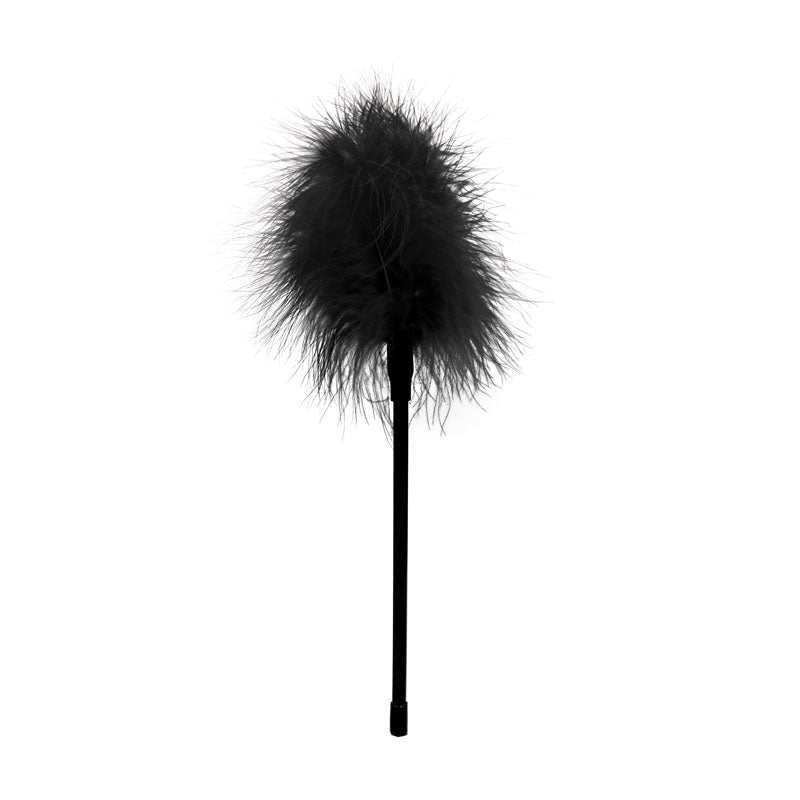OUCH! Black & White Feather Tickler - Black Feather Crop - silkandsin