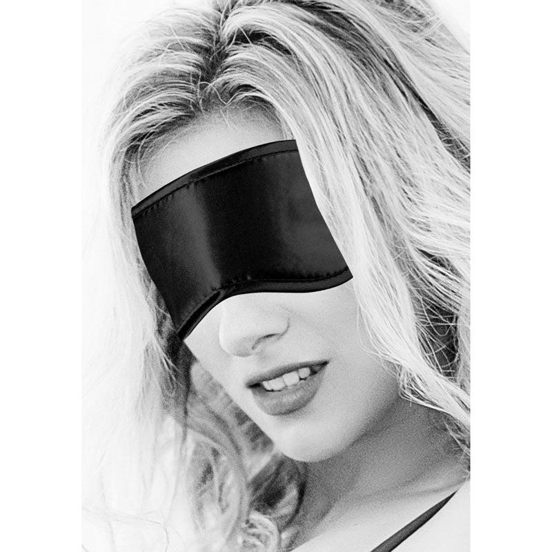 OUCH! Black & White Satin Eye - Mask - Black Eye Restraint - silkandsin