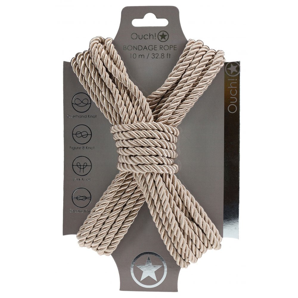 OUCH! Bondage Rope - 10 M - Gold - Gold Nylon Bondage Rope - 10 metre Length - Silk and Sin