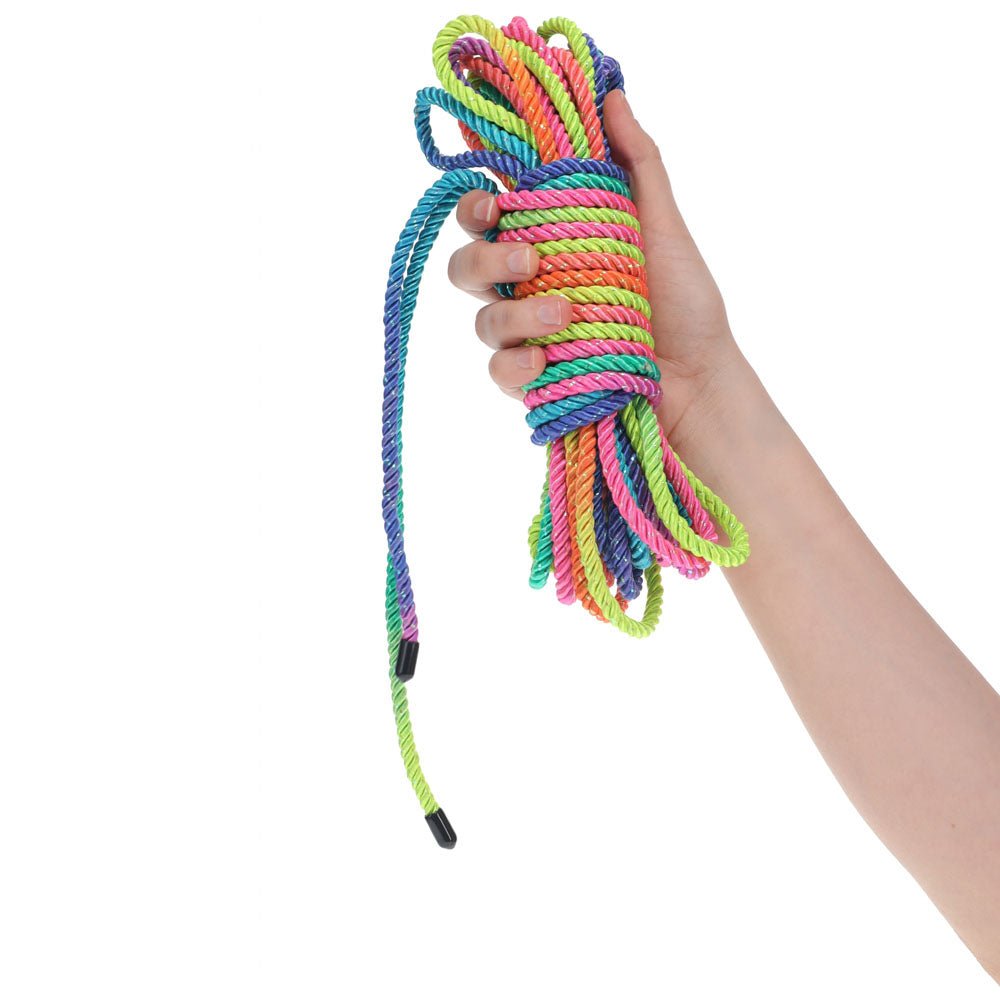 OUCH! Bondage Rope - 10 M - Multicolour 2 - Multicoloured Nylon Bondage Rope - 10 metre Length - Silk and Sin