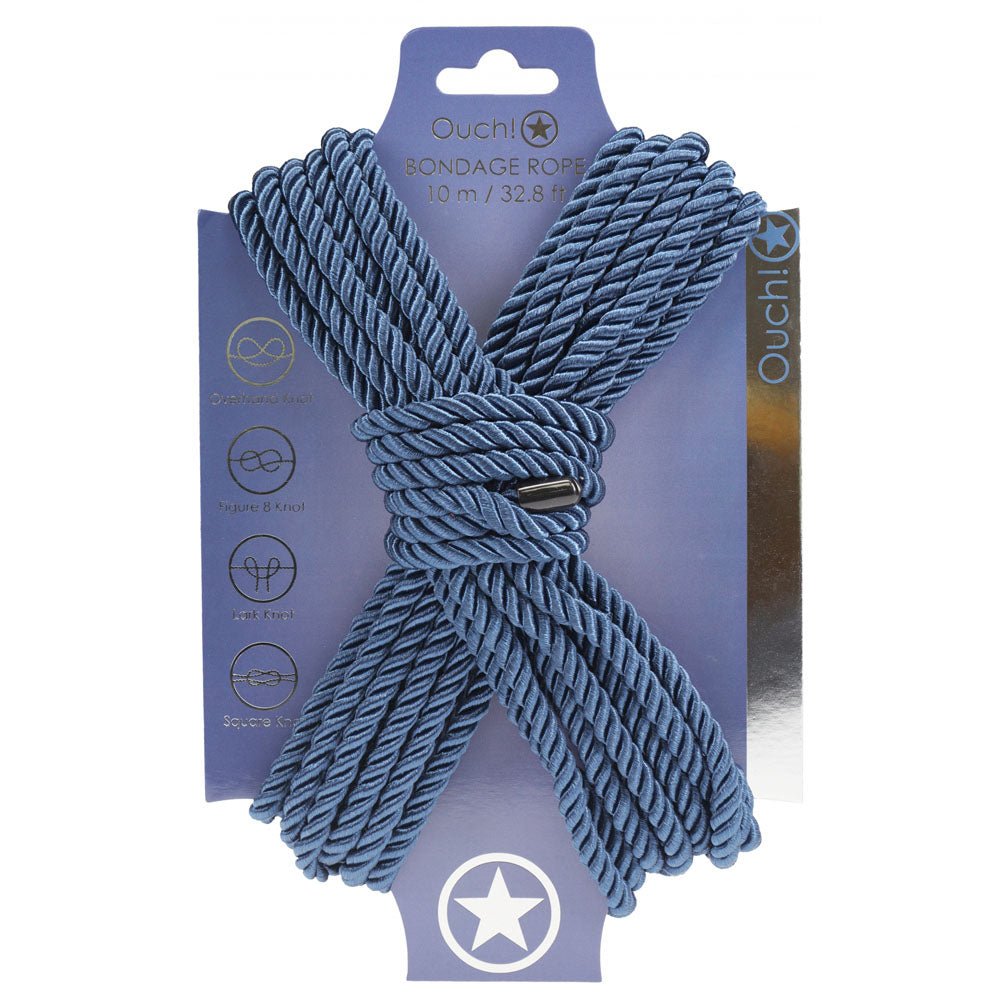 OUCH! Bondage Rope - 10 M - Navy Blue - Navy Blue Nylon Bondage Rope - 10 metre Length - Silk and Sin