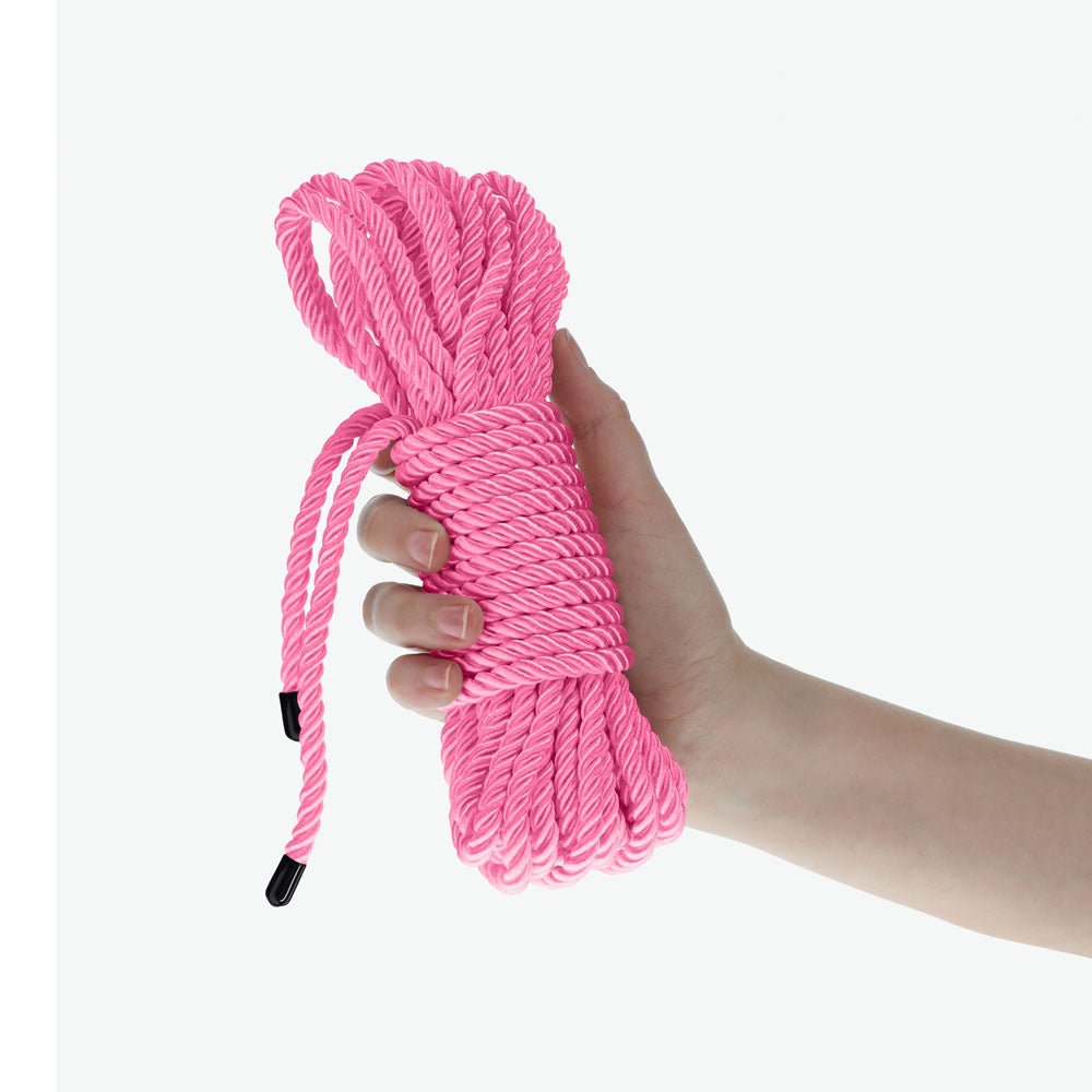 OUCH! Bondage Rope - 10 M - Pink - Pink Nylon Bondage Rope - 10 metre Length - Silk and Sin