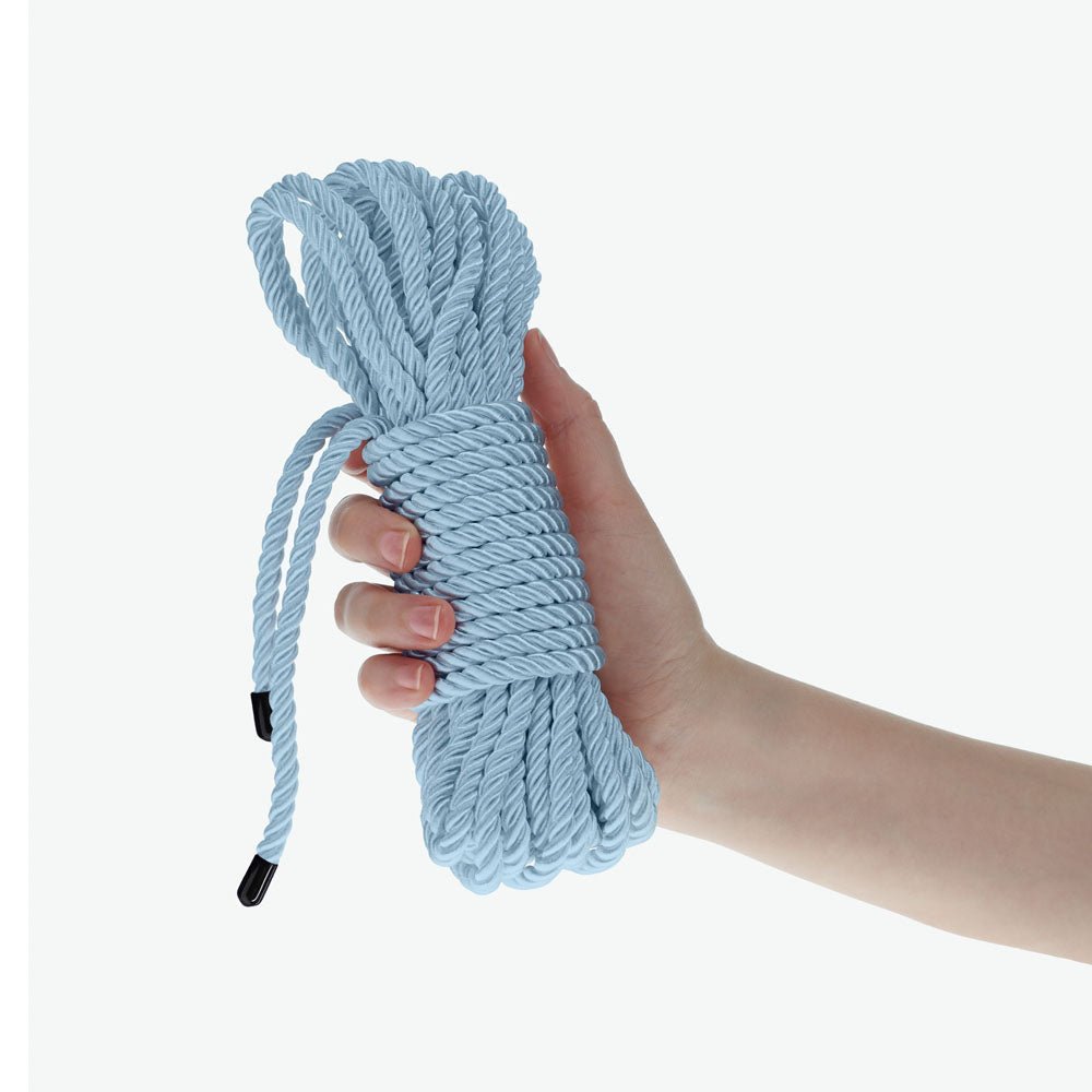 OUCH! Bondage Rope - 10 M - Powder Blue - Powder Blue Nylon Bondage Rope - 10 metre Length - Silk and Sin