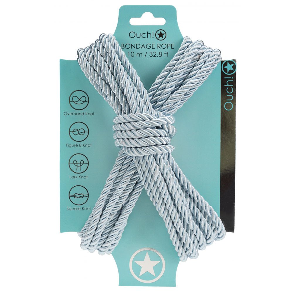 OUCH! Bondage Rope - 10 M - Powder Blue - Powder Blue Nylon Bondage Rope - 10 metre Length - Silk and Sin