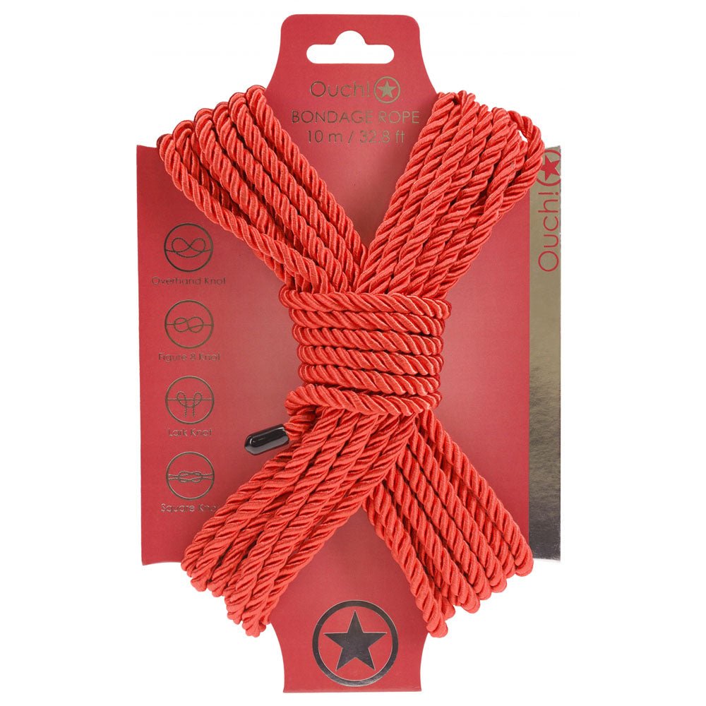 OUCH! Bondage Rope - 10 M - Red - Red Nylon Bondage Rope - 10 metre Length - Silk and Sin
