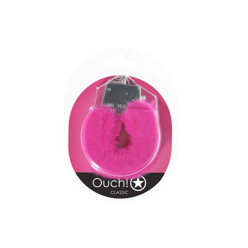 OUCH! Classic Fluffy Cuffs - Pink - Pink Fluffy Restraints - silkandsin