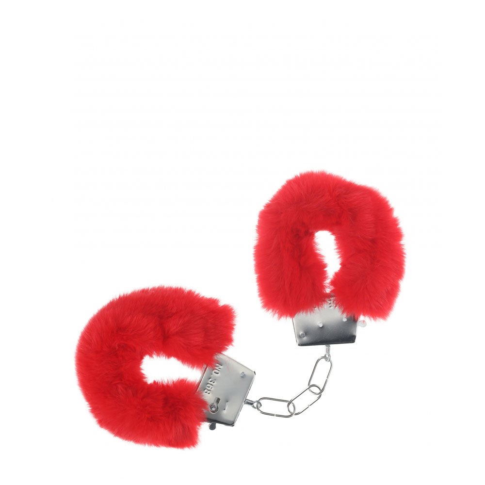 OUCH! Classic Fluffy Cuffs - Red - Red Fluffy Restraints - silkandsin