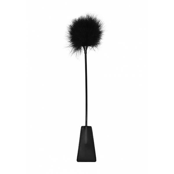 Ouch! Crop With Feather - Black Whip - silkandsin