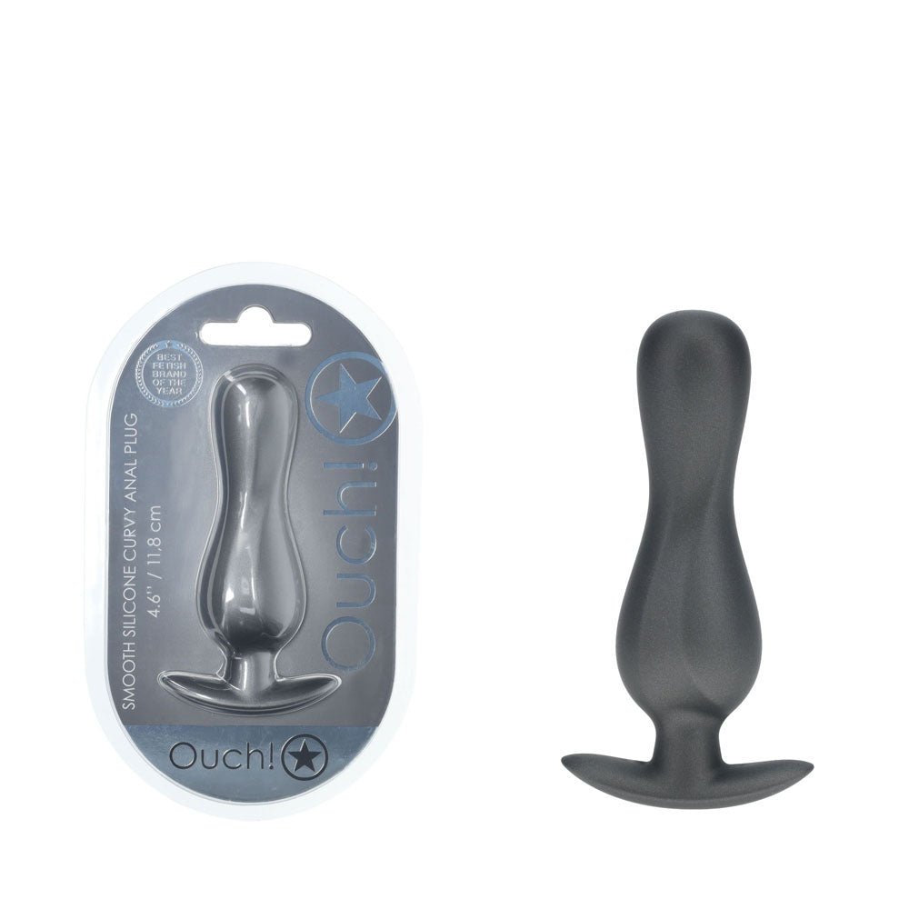 OUCH! Curvy Anal Plug - Gun Metal - Gun Metal Grey 11.7 cm Butt Plug - Silk and Sin