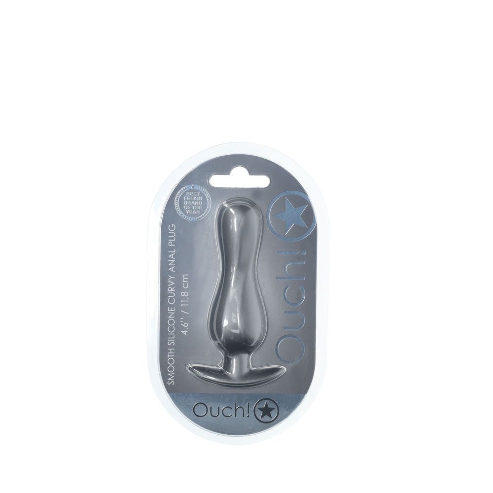 OUCH! Curvy Anal Plug - Gun Metal - Gun Metal Grey 11.7 cm Butt Plug - Silk and Sin