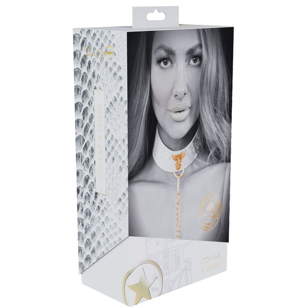 OUCH! Florence Collection - Collar with Leash - White Restraint - silkandsin