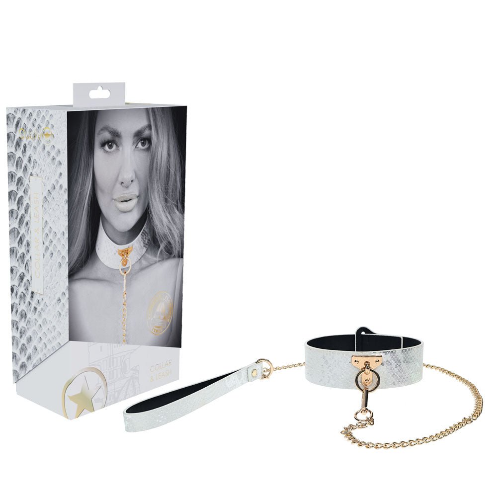 OUCH! Florence Collection - Collar with Leash - White Restraint - silkandsin