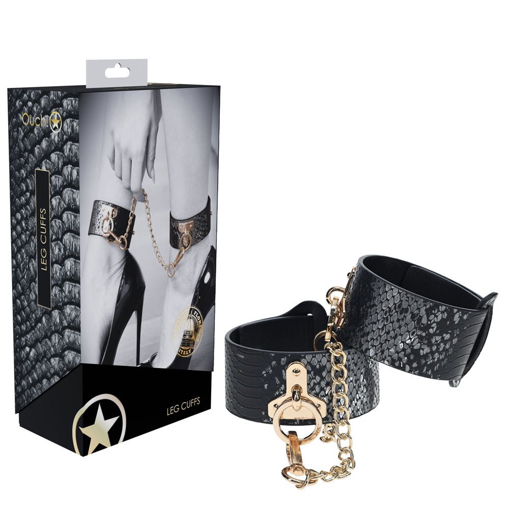 OUCH! Florence Collection - Leg Cuffs - Black Restraints - Silk and Sin