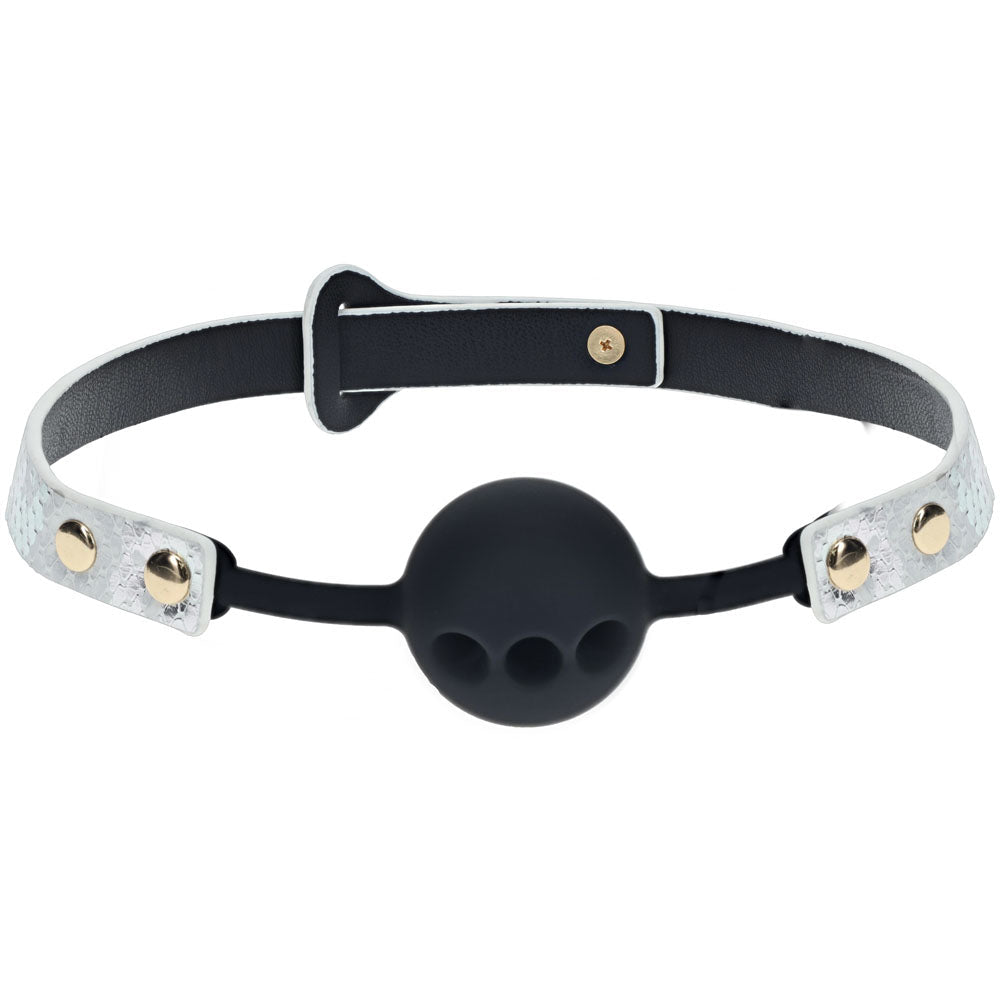 OUCH! Florence Collection - Silicone Ball Gag - White Breathable Mouth Restraint - Silk and Sin