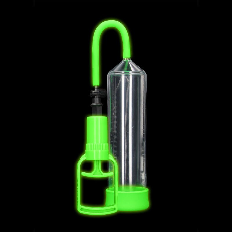 OUCH! Glow In The Dark Comfort Beginner Pump - Clear/Glow Penis Pump - silkandsin