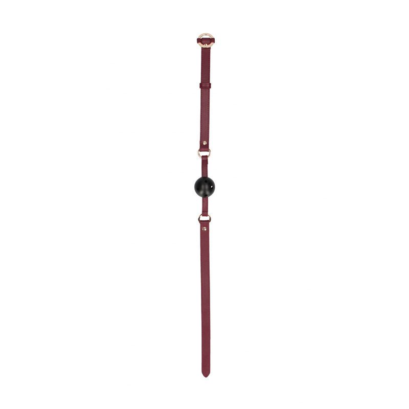 OUCH! Halo - Breathable Ball Gag - Burgundy Mouth Restraint - silkandsin