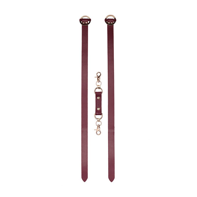 OUCH! Halo - Thigh Cuffs - Burgundy Leg Restraints - silkandsin
