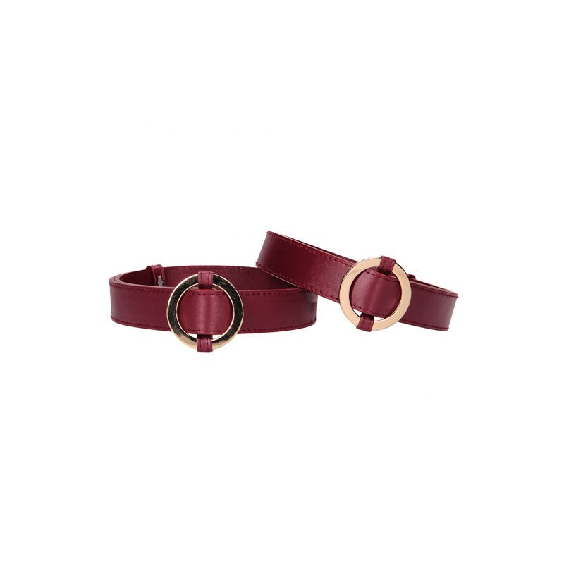 OUCH! Halo - Thigh Cuffs - Burgundy Leg Restraints - silkandsin