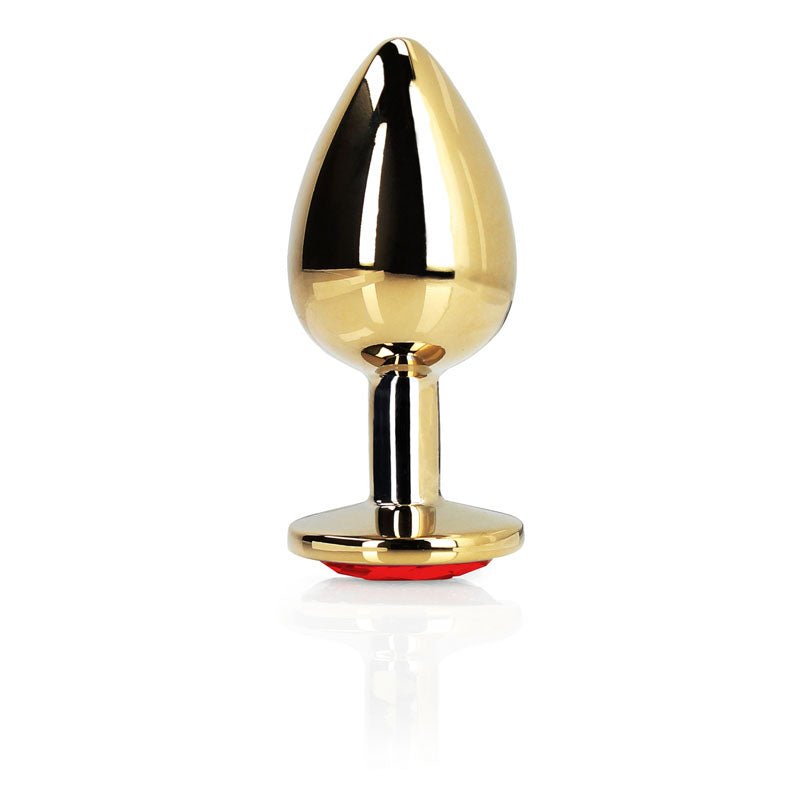 OUCH! Heart Gem Gold Butt Plug - Large - Gold 9.3 cm Large Butt Plug with Heart Gem Base - silkandsin