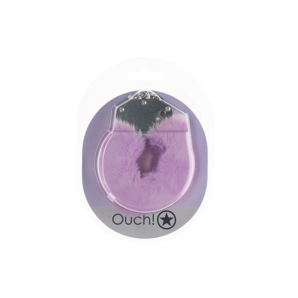OUCH! Heavy - Duty Fluffy Cuffs - Lavender - Lavender Fluffy Restraints - silkandsin