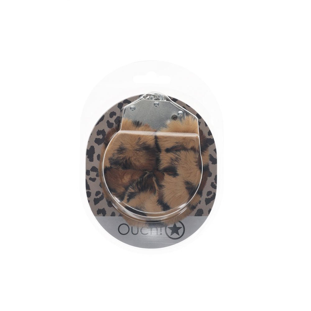 OUCH! Heavy-Duty Fluffy Cuffs - Leopard - Leopard Fluffy Restraints - Silk and Sin