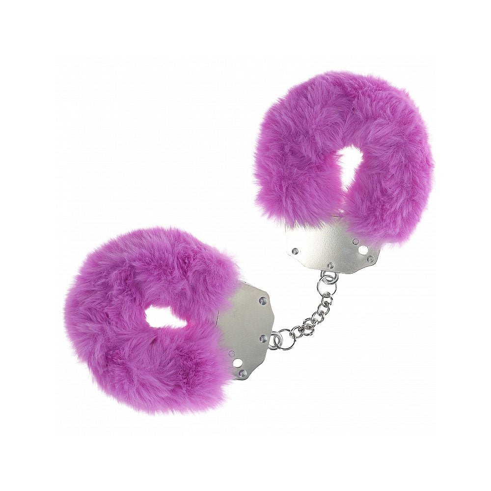 OUCH! Heavy - Duty Fluffy Cuffs - Purple - Purple Fluffy Restraints - silkandsin