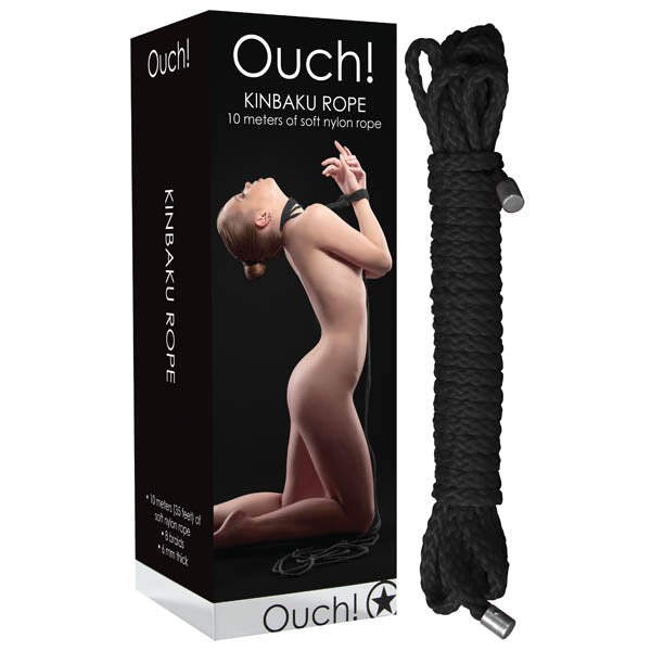 Ouch Kinbaku Rope - Black - 10 metre Length - Silk and Sin