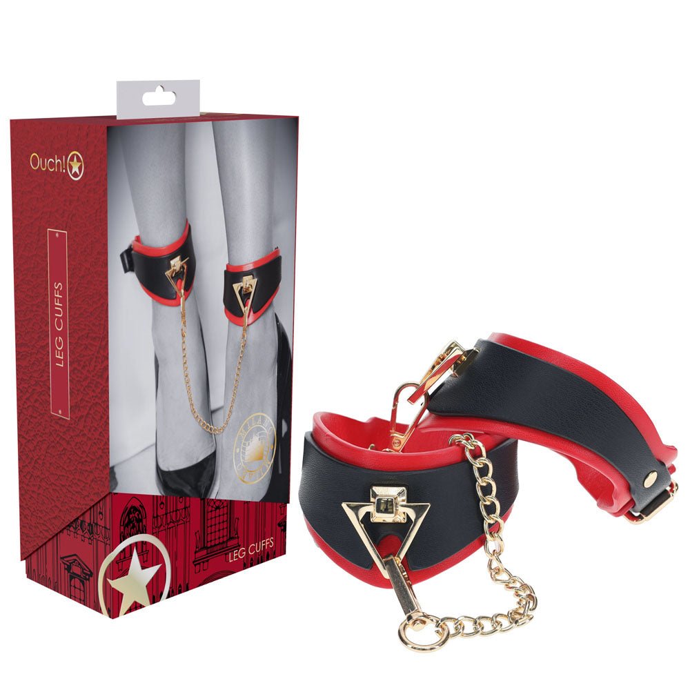 OUCH! Milan Collection - Leg Cuffs - Black/Red Restraints - silkandsin