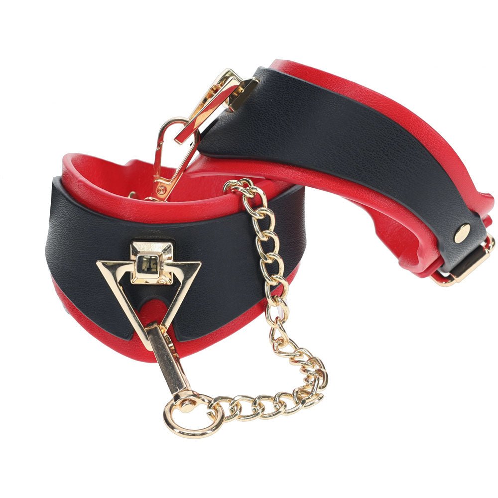 OUCH! Milan Collection - Leg Cuffs - Black/Red Restraints - silkandsin