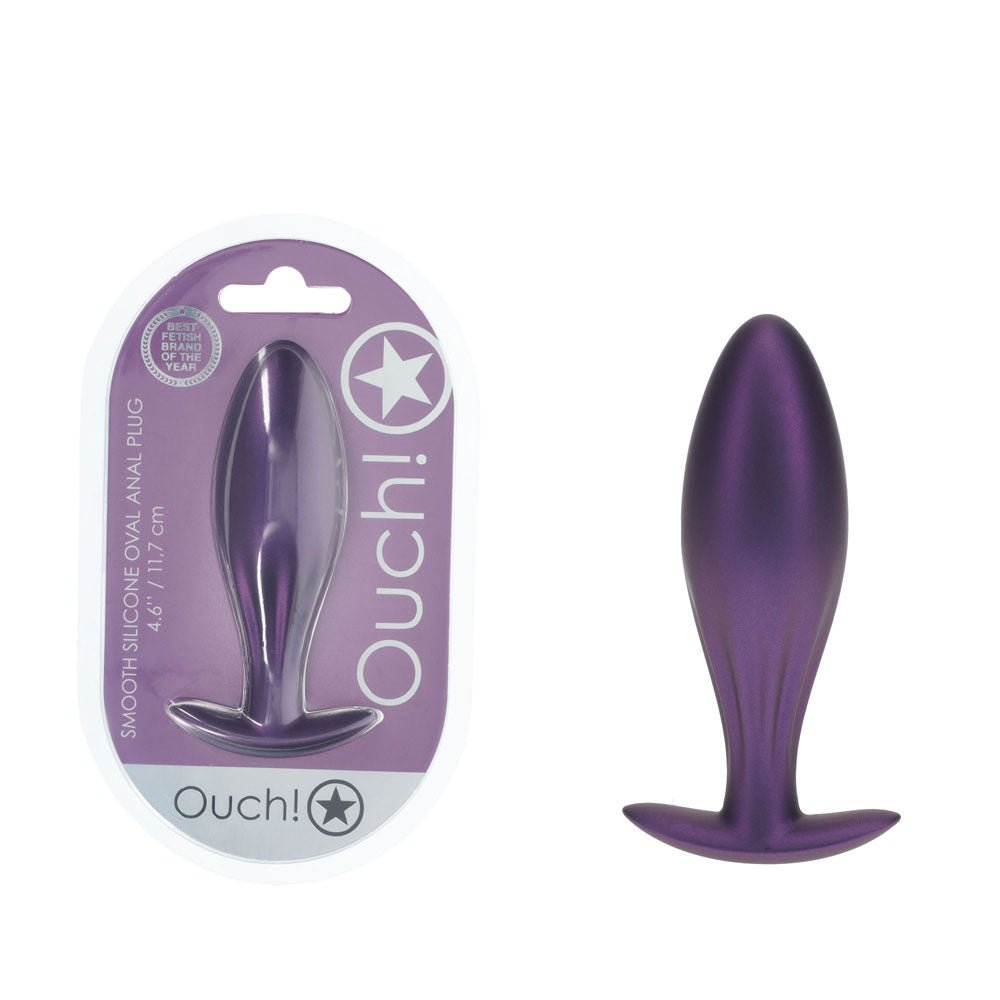 OUCH! Oval Anal Plug - Metallic Purple - Metallic Purple 11.7 cm Butt Plug - Silk and Sin