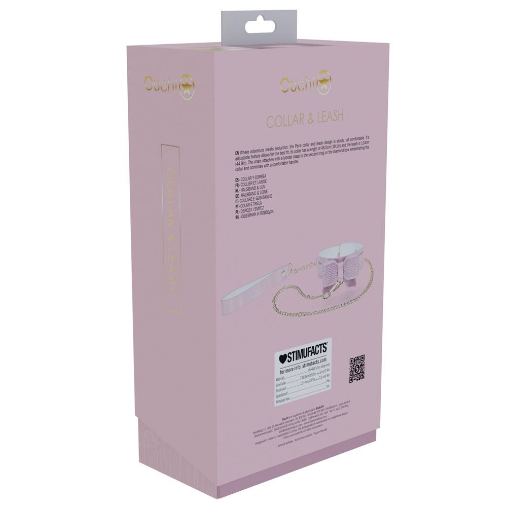 OUCH! Paris Collection - Collar with Leash - Pink Restraint - silkandsin