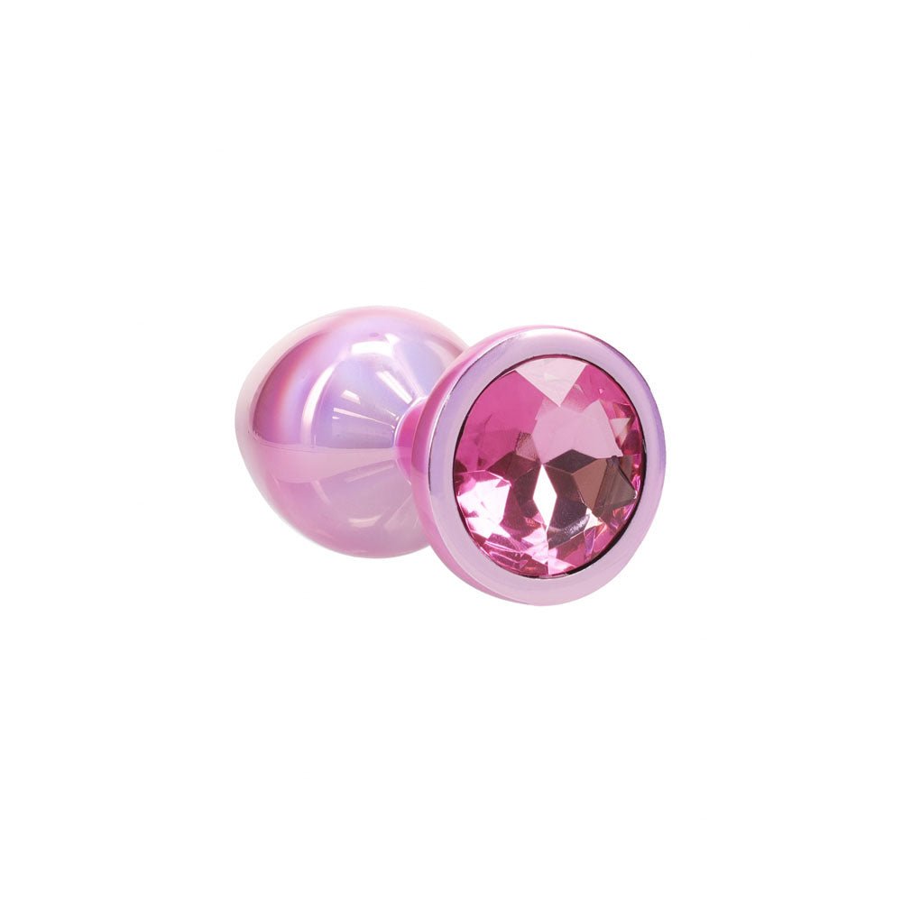 OUCH! Paris Collection - Metal Anal Plug Set - Pink - Metallic Pink Butt Plugs with Gem Bases - Set of 3 Sizes - Silk and Sin