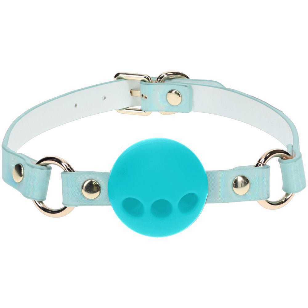 OUCH! Paris Collection - Silicone Ball Gag - Baby Blue Breatheable Mouth Restraint - silkandsin