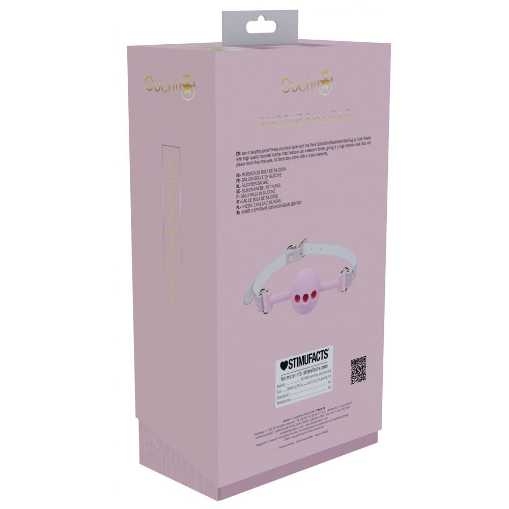 OUCH! Paris Collection - Silicone Ball Gag - Pink Breatheable Mouth Restraint - silkandsin
