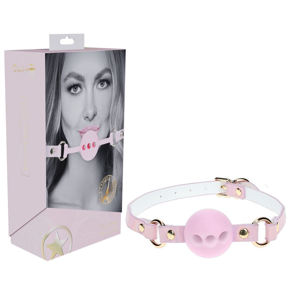 OUCH! Paris Collection - Silicone Ball Gag - Pink Breatheable Mouth Restraint - silkandsin