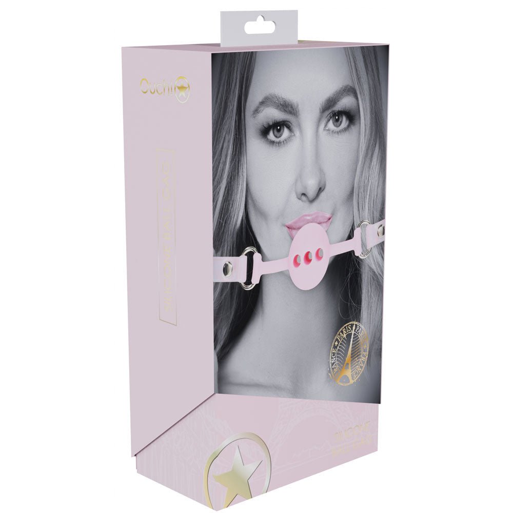 OUCH! Paris Collection - Silicone Ball Gag - Pink Breatheable Mouth Restraint - silkandsin