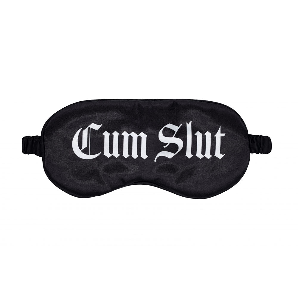 OUCH! Satin Mask - Cum Slut - Black Printed Eye Mask - Silk and Sin