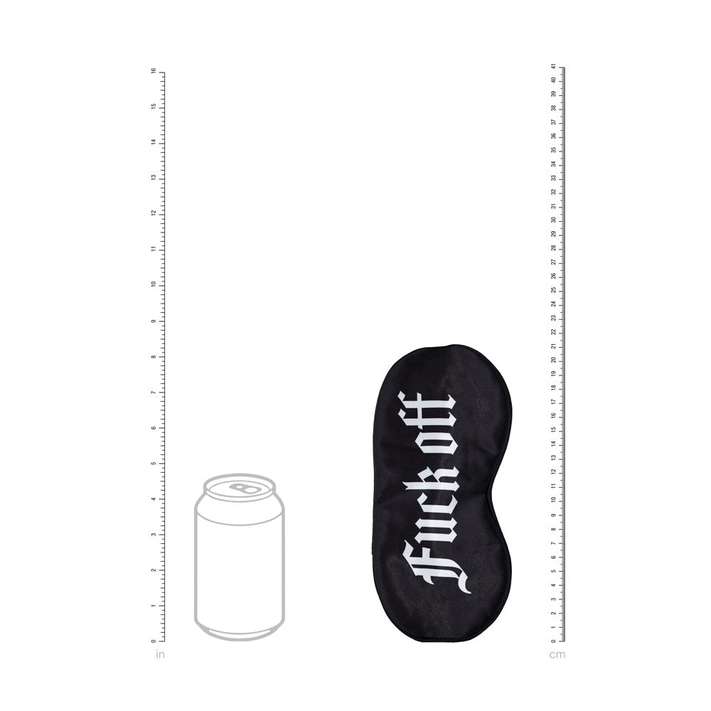 OUCH! Satin Mask - Fuck Off - Black Printed Eye Mask - Silk and Sin